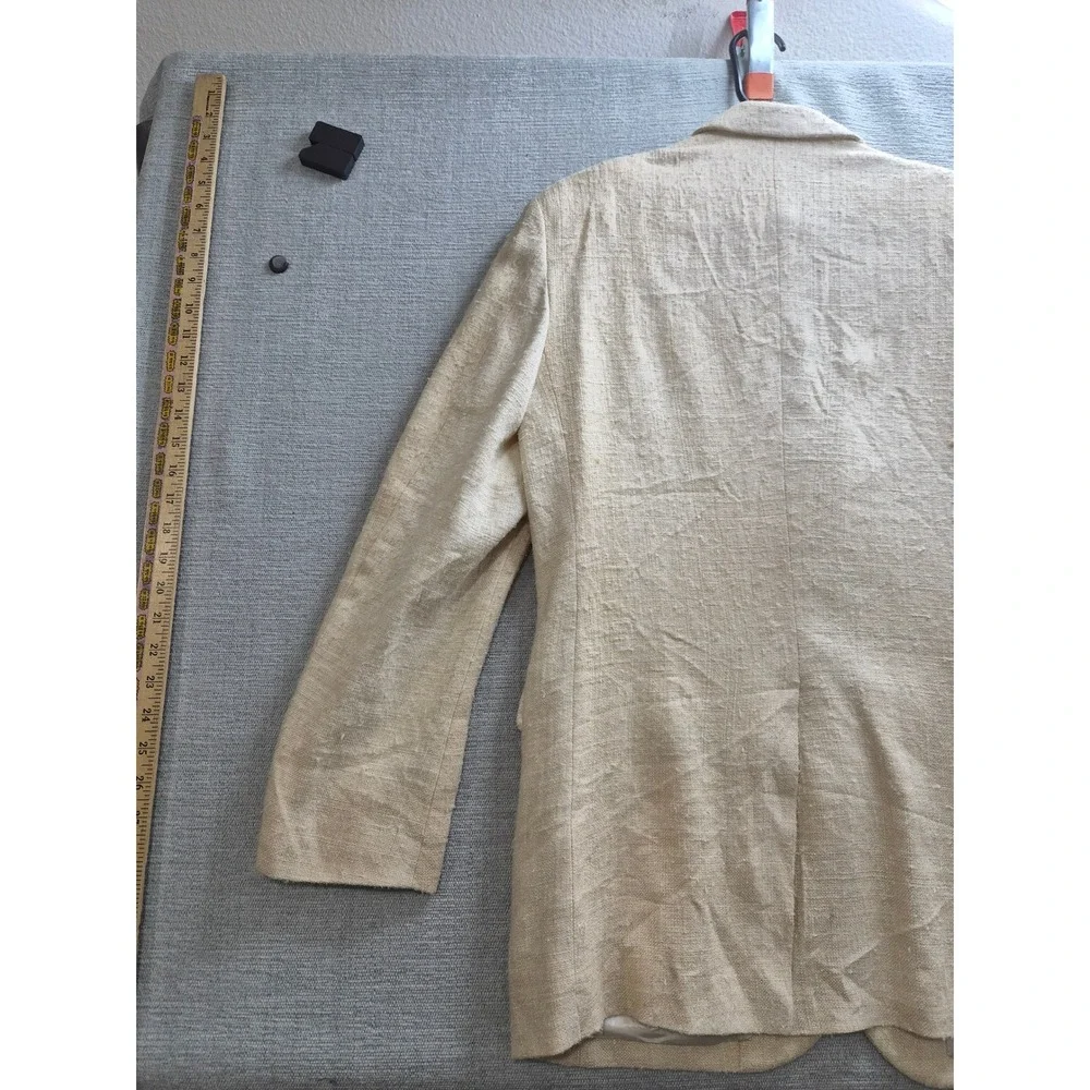 Oakton Blazer Jacket Mens 38 Beige Lined Silk Notch Lapel Single Breasted Formal
